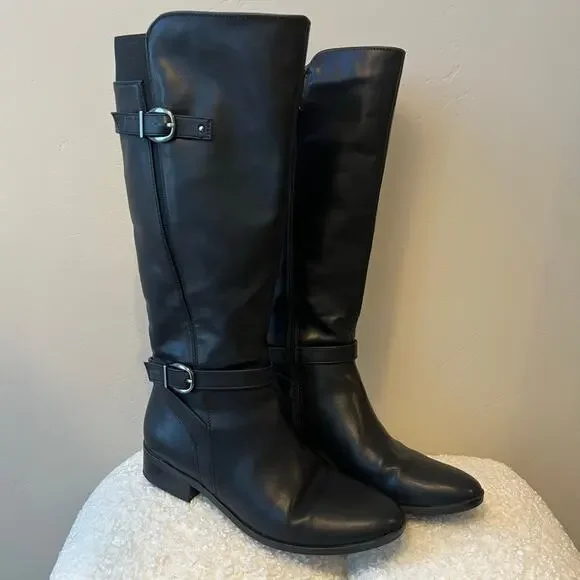 Naturalizer Sahara Black Tall Vegan Leather Boots size 8M - Picture 9 of 9